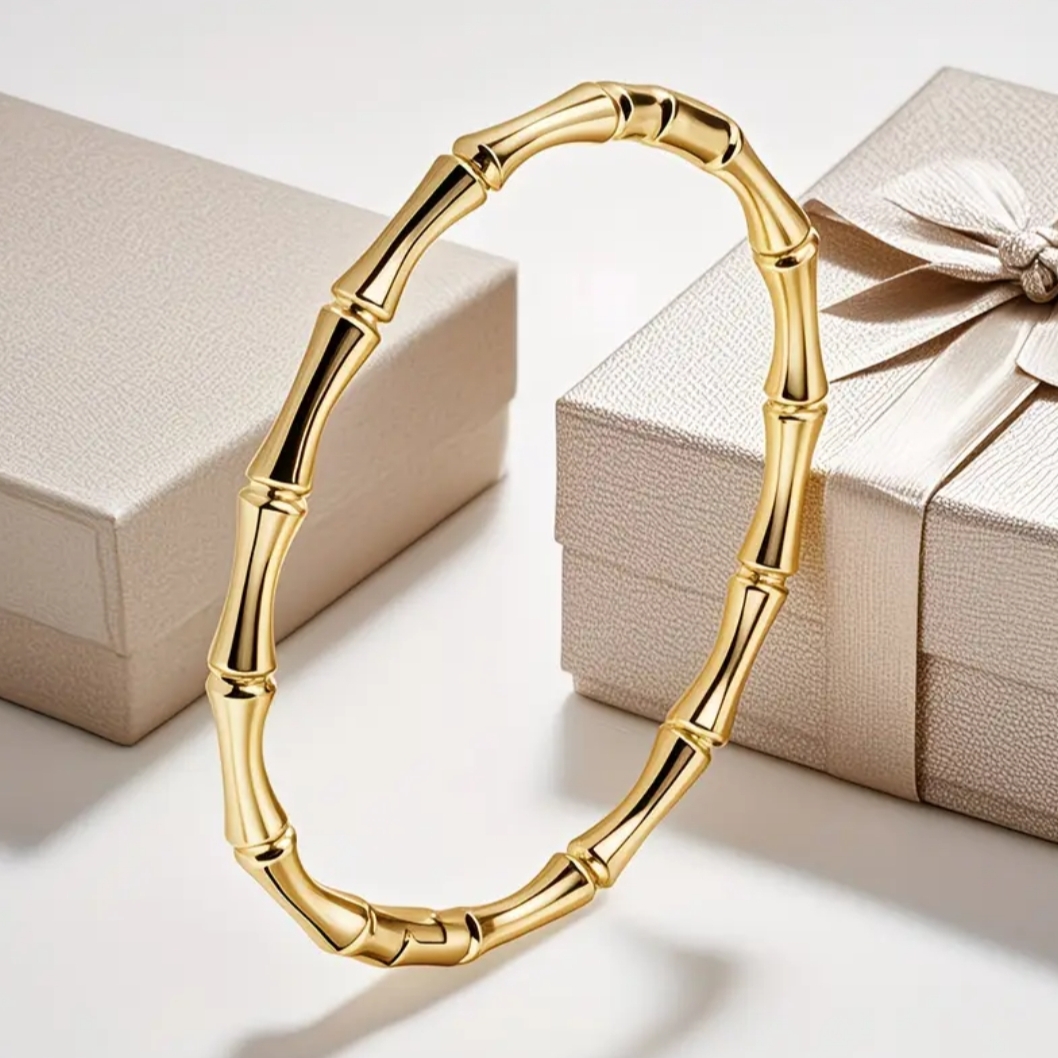 18 Kt Gold Over Titanium Bamboo Bracelet